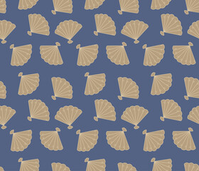 Japanese Folding Fan Vector Seamless Pattern