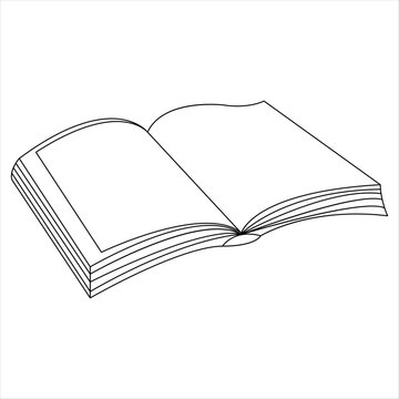 recommend clip art: Continuous single line open book art drawing vector style illustration