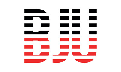 BJU three initial letter iconic line negative space minimal logo design vector template. monogram, abstract, wordmark, business, typography, minimalist, brand, company, flat, modern, unique, simple