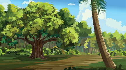 Natore Village Background 2D Cartoon Background © MDRAHEL