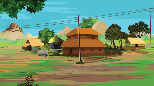 Natore Village Background 2D Cartoon Background