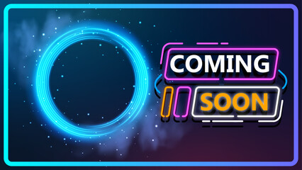 Futuristic Coming Soon Banner with Circular Brilliance and Modern Typography 