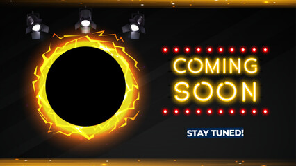 Futuristic Coming Soon Banner with Circular Brilliance and Modern Typography