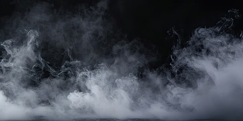 Enigmatic smoke elegance. Captivating composition of abstract black background with wisps of...