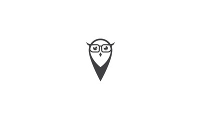 Owl Pin tags location Logo icon vector 