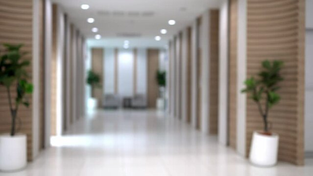 Blurred empty hospital hall front of elevator with Clean and Sterile Environment