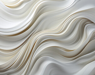 Abstract flows and folding background in white tones. Fluid background.