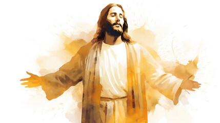 2d flat graphic image of Jesus Christ. Portrait of the spiritual leader of christianity. 