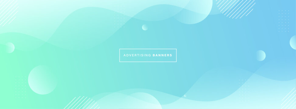 Modern banner background, pastel color, blue and greem gradation,wave effect, soft color, memphis geometric, vector 