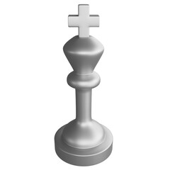 Metallic silver king chess piece clipart cartoon design icon isolated on transparent background, 3D render chess concept