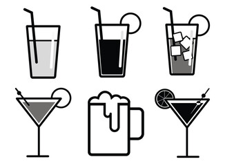 Cocktail icon set. Alcohol symbol. Symbol for website design, logo, app, UI. Vector