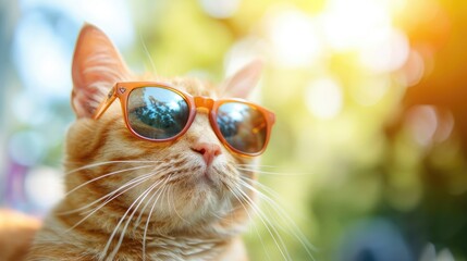 cat wearing sunglasses in summer 