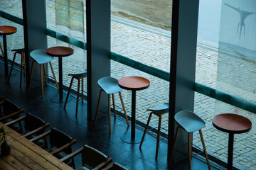 Erlitou Xiadu Ruins Museum, Luoyang City, Henan Province - Tables and chairs in the cafe