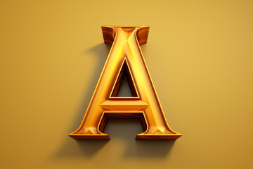 Yellow and gold tones, 3D render of the letter 