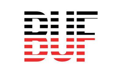 BUF three initial letter iconic line negative space minimal logo design vector template. monogram, abstract, wordmark, business, typography, minimalist, brand, company, flat, modern, unique, simple