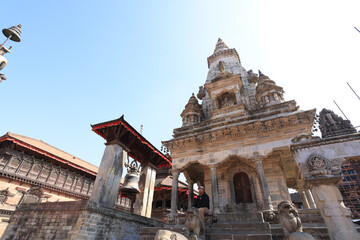Nritya Vatsala Temple in Bhaktapur durbar square. Bhaktapur historical area and durbar square is a living heritage that the people are still living in the historic