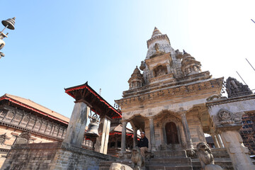 Obraz premium Nritya Vatsala Temple in Bhaktapur durbar square. Bhaktapur historical area and durbar square is a living heritage that the people are still living in the historic