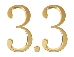 3.3 sell discount gold 3d number render