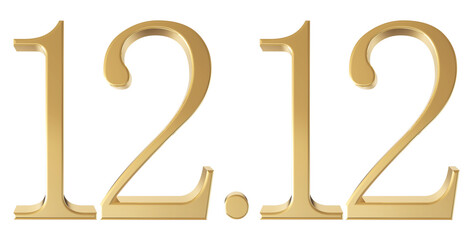 12.12 sell discount gold 3d number render