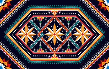 Carpet ethnic ikat pattern art. Geometric ethnic ikat seamless pattern in tribal.
 Mexican style. Design for background, wallpaper, illustration, 
fabric, clothing, carpet, textile, batik, embroidery.