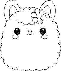 Cute Llama Cartoon Coloring Page