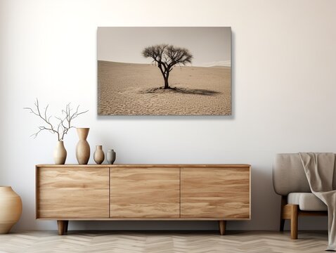 Artistic Canvas Print Mockup for Home and Gallery Decor - AI Generated
