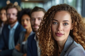Fototapeta premium smiling business women in the foreground and employees