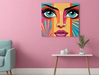 Artistic Canvas Print Mockup for Home and Gallery Decor - AI Generated