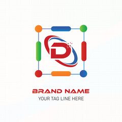 social network concept. Brand icon D letter logo