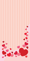 かわいいハートとストライプの縦長フレームバナー/赤・ピンク