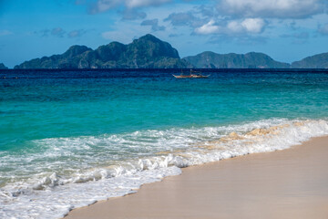 Quiet tropical beach near El Nido, Palawan in the Philippines