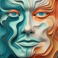 abstract 3D rippled face