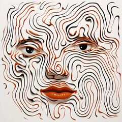 abstract wavy lines contour waves portrait