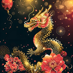 Golden Dragon Gala - Elegant New Year 2024 Greeting