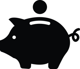 Piggy bank icon, Piggy bank and coins. Icon for design. Easily editable, Fully scalable vector, Baby pig piggy bank, isolated on transparent background, used for mobile, app, logo design or UI,