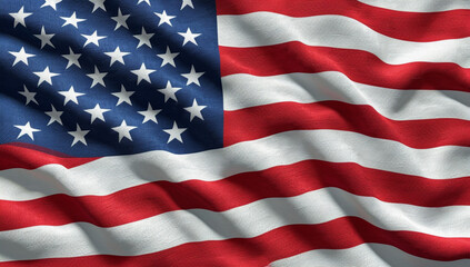 Obraz premium Artistic Composition of US Flag with Deep Shadows and Rich Red White Blue Colors for Political Campaign.Generative AI 深い影と鮮やかな赤白青のアメリカ国旗アート構図：政治キャンペーン用