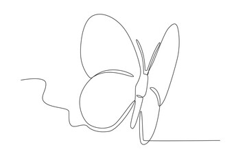 A butterfly flapping its wings to fly. Butterfly one-line drawing