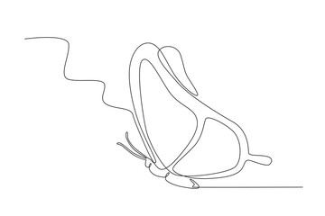 A free-flying butterfly. Butterfly one-line drawing