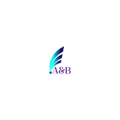 Fototapeta na wymiar A&B creative initial letter flat monogram gradient color logo design with White background.Vector logo modern alphabet multi color font style.