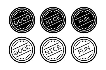 グッド、ナイス、ファン スタンプ ベクターイラスト アイコンセット