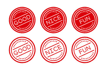 グッド、ナイス、ファン スタンプ ベクターイラスト アイコンセット