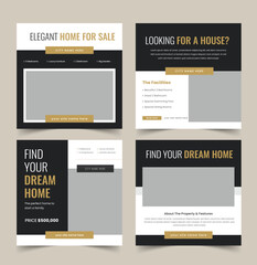Real estate house sale and home sale advertising social media post banner, square flyer template