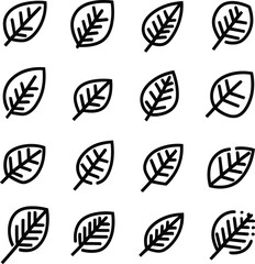 Fototapeta na wymiar Black and white Leaf line icon set. Collection of vector symbol in trendy flat style on isolated white background Leaf sings for design