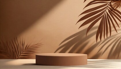 Podium of Sophistication: Premium Cosmetic Presentation on Brown Background