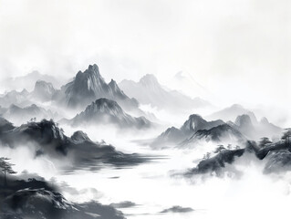 Chinese ink painting landscape