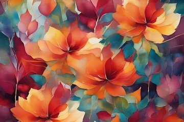 colorful watercolor flowers background. generative ai
