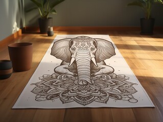 Tranquil Yoga Mat Mockup for Wellness and Fitness - AI Generated