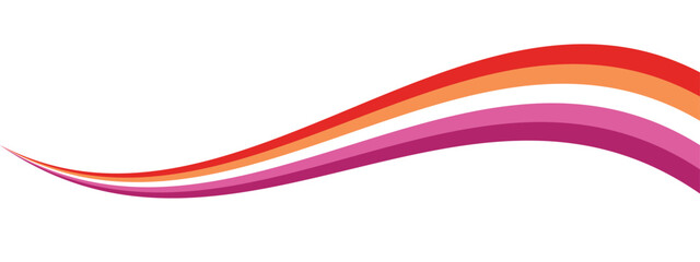 Orange, white, and pink colored curved line icon, as the colors of the lesbian flag. LGBTQI concept. Flat vector illustration.	