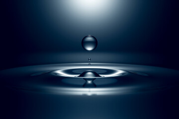 A drop of clean water and circles on the surface.