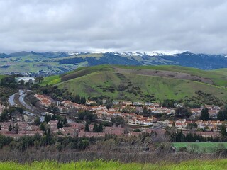 Snow falls on the Las Trampas Ridge near Danville, California